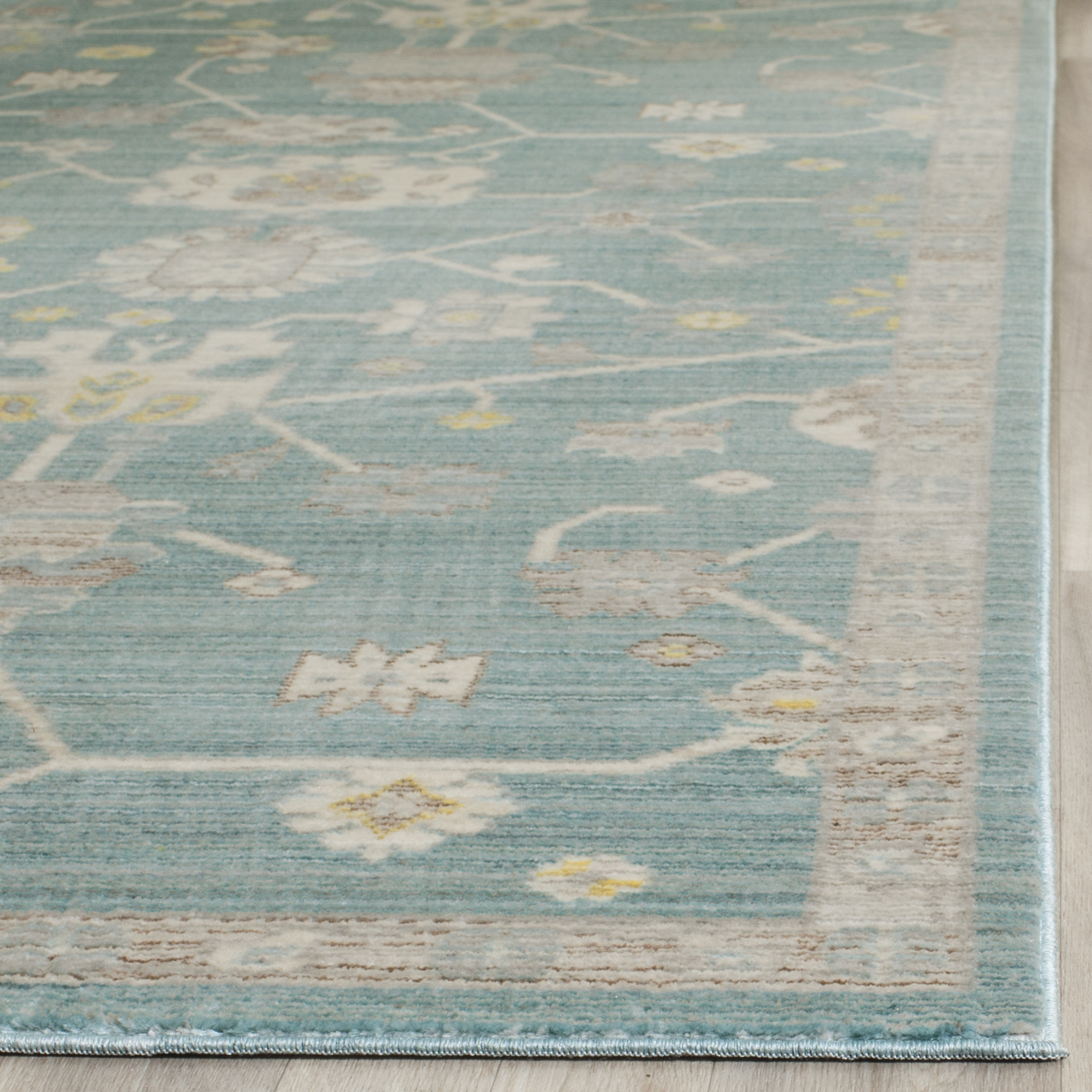 SAFAVIEH Valencia Gemma Abstract Polyester Runner Rug, Steel Blue, 2'3" x 8'