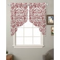 thumbnail image 2 of Farmhouse Red Swag Valances for Windows, Vintage Flower Leaf Botanical Plant Rod Pocket Sheer Valances for Small Windows, Swag Toppers Light Filtering for Kitchen Living Room 2 Panels 36''x36'', 2 of 6