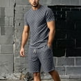 thumbnail image 3 of Gytharion 2 Piece Classic Summer Outfits for Men Round Neck Short Sleeve T-shirt with Elastic Waist Shorts Sets Soild Color Casual Sets, 3 of 8