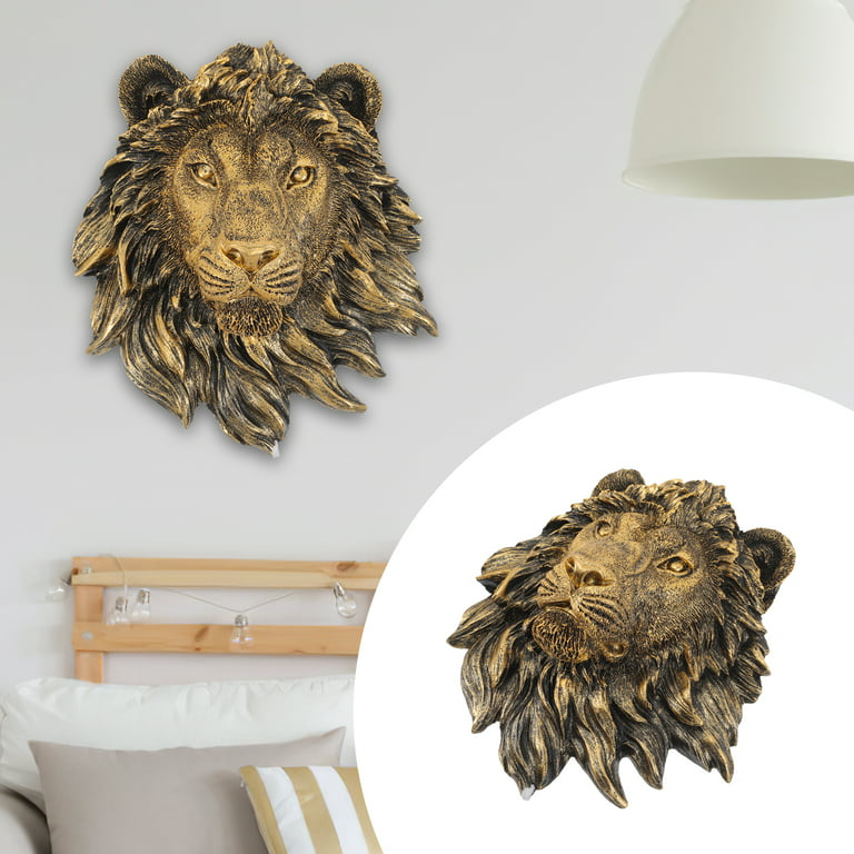 Wall Art Decoration Wall Animal Head Resin Lion Head Decorative Animal Head Decor, Size: 23x20cm