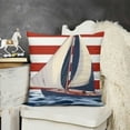 thumbnail image 2 of YINGXI Pillow Covers Decorative CushionGeography Theme Boat Cover Navy Blue Red with Stripe Home for Couch Bed 22x22in, 2 of 5