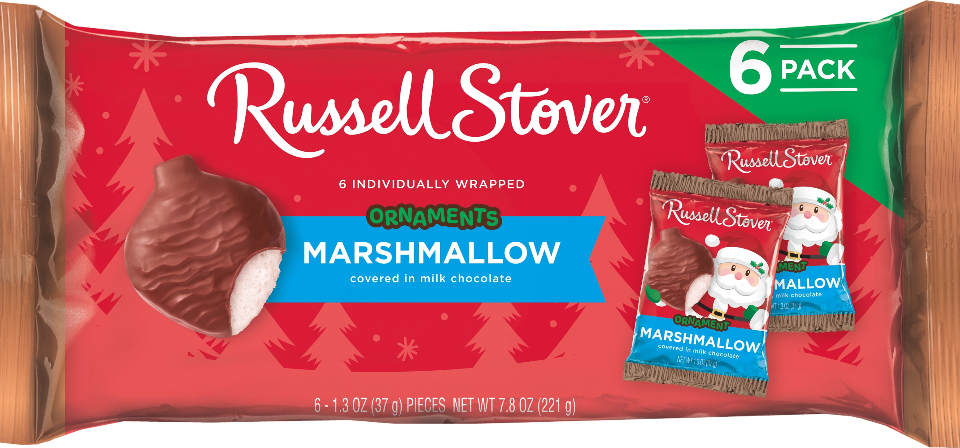 Russell Stover Milk Chocolate Marshmallow Ornament 6 Pack, 7.8 oz. (1.3 oz. Ea.) 6 Pieces