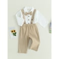 thumbnail image 2 of GXFC Toddler Baby Boy Fall Clothes Gentleman Suits Kids Boys Long Sleeve Button Bowtie Shirt Top Solid Suspender Overalls Pants Children Boys Autumn Casual Two Piece Set 6M-4T, 2 of 9