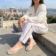 Cushionaire Cruise Lightweight Minimalist Womens Flip Flops - Comfortable Beach Sandals for Women with Cushioned Footbed & Flexible Slip On Design, Casual Vacation Essentials