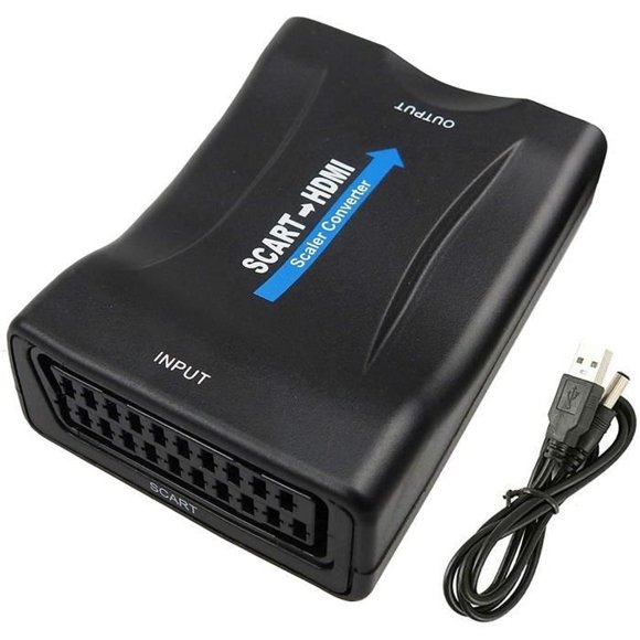 Scart to HDMI Converter Adapter, SCART to HDMI Video Audio Adapter 1080P HD Support PAL NTSC SECAM for PS4 PS3 TV D