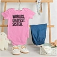 thumbnail image 3 of Worlds Okayest Sister Siblings Little Bodysuit Jumper Girls Infant Baby Brisco Brands NB, 3 of 6