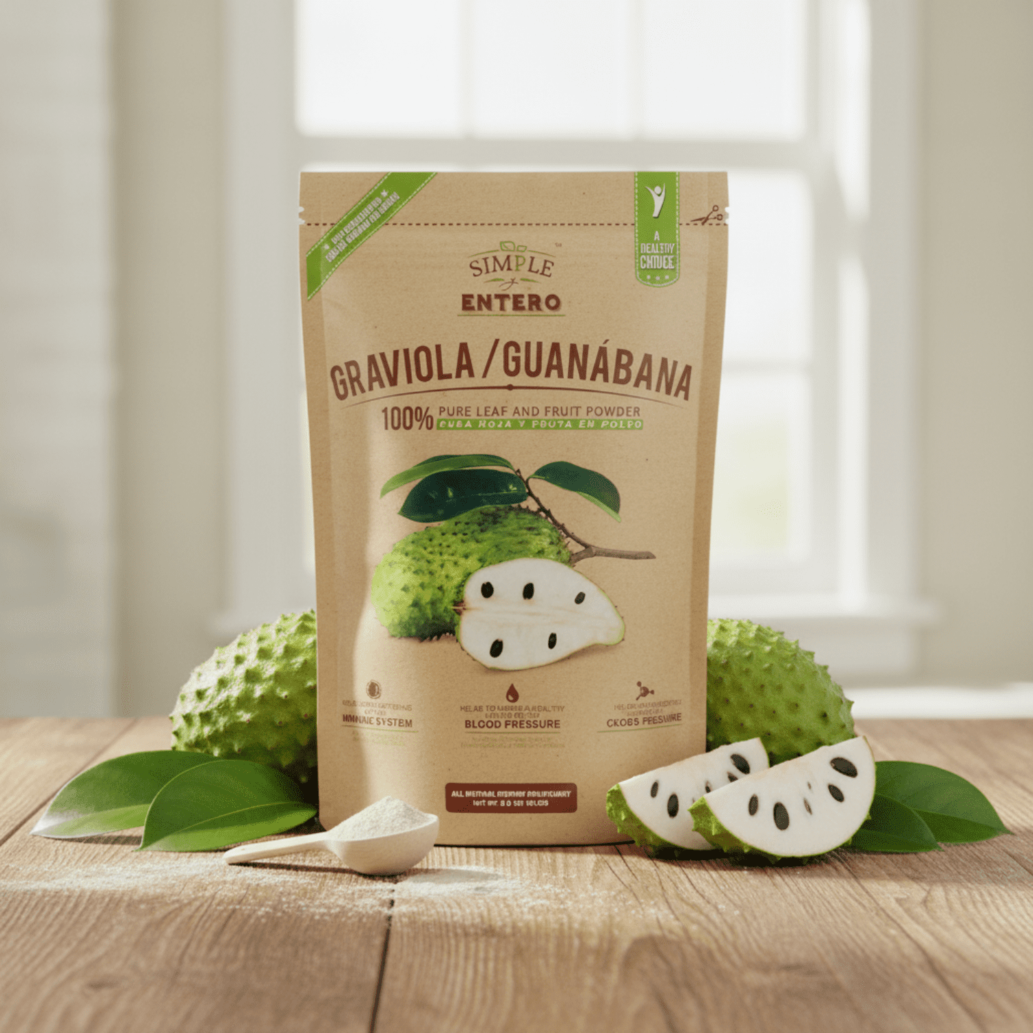 (2 pack) Simple Y Entero Graviola and Guanabana with 100% Leaf Powder, Boosts Your Immune System, 8 oz Bag