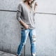 thumbnail image 5 of Suéter de mujer, jersey de manga larga, informal, sexy, con cuello en V, sudadera holgada de gran tamaño, de manga larga, de punto, tops sin espalda, con diseño de murciélago y alas de, 5 of 5
