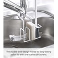 thumbnail image 6 of Yamazaki Home  Faucet-Hanging Sponge and Brush Holder, Steel, Holds 1.1 lbs - L 6.89 x W 5.51 x H  5.12 inches White, 6 of 7