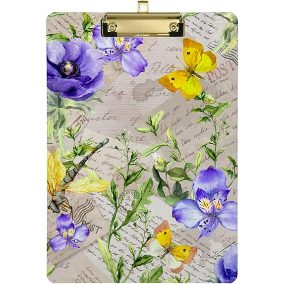 FMSHPON Field Flowers Grasses Clipboard Hardboard Wood Nursing Clip Board and Pull for Standard A4 Letter 13x9 inches