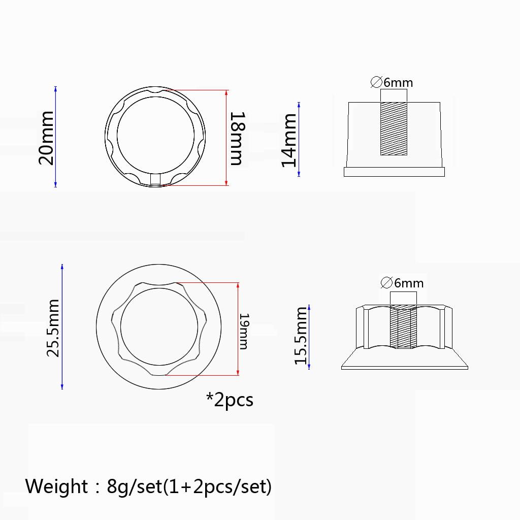 10/5/2pcs Plastic Nonslip Rotary Potentiometer Control Knobs 6mm Shaft Dia Black 