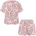 thumbnail image 3 of NICKSUN Pyjama d'Été 2 Pcs pour Femmes, Ensemble de Vêtements de Nuit Doux et Confortables avec Short de Détente, Sapins de Noël Roses, 4TG, 3 of 8