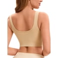 thumbnail image 3 of Allegra K Women's Sports Bra Medium Impact Workout Wireless Padded Deep V Neck Fitness Bras M Beige, 3 of 4