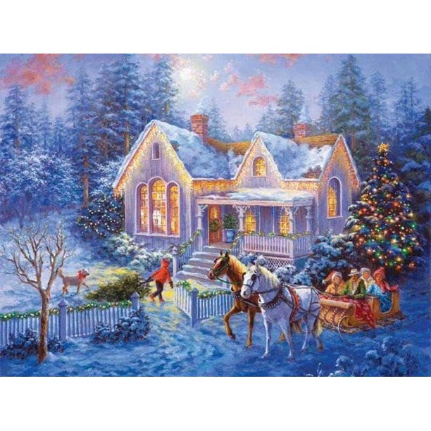 Pintura de diamantes AB 5D, Kits de Arte de mosaico de Navidad, bordado de paisaje, costura, decoración de la casa para el hogar, taladro, pegatinas de pared DIY