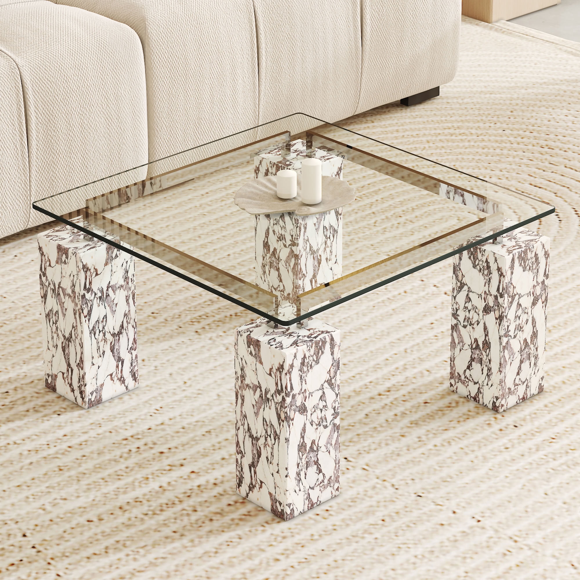 MAYEERTY 24" Square Tempered Glass Table Top, 0.23" Thick Clear Heat Resistant Glass Tabletop, Replacement Glass Surface for Dining Side Coffee Table