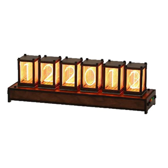 Handmade Nixie Tube Clock,Retro Proposed Glow Tube Clock Shape Rgb Full Colour Clock Dazzling Clock Ornament Creative Digital Clock Led Electronic Creative Desktop Ornament