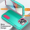 thumbnail image 3 of Allytech Rugged Case Compatible with iPhone 15 Pro Max with Hidden Kickstand, [Military Grade Drop Protection] Soft TPU Hard PC Bumper Non-Slip Shockproof Full Protective Case, Mint+Rose, 3 of 8