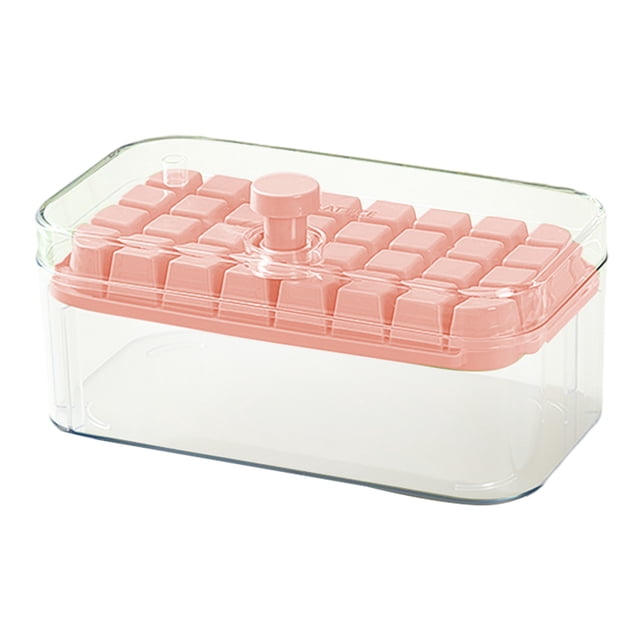 Ice Cube Tray, Ice Trays, Ice Cubes Tray with Lid and Bin, 32 Pcs Ice Cubes Molds with Ice, Easy Release & Save Space, Ice Cubes Storage Container Set