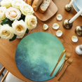 thumbnail image 2 of Teal Blue Starry Sky Round Placemats Set of 2 for Dinning Tables,Heat-proof Braided Table Mats 13 Inch,Modern Retro Glow Star Night Washable Place Mat for Kitchen Restaurant Party Decor Table Setting, 2 of 9