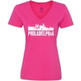 thumbnail image 3 of Inktastic Philadelphia Skyline Grunge Women's V-Neck T-Shirt, 3 of 5