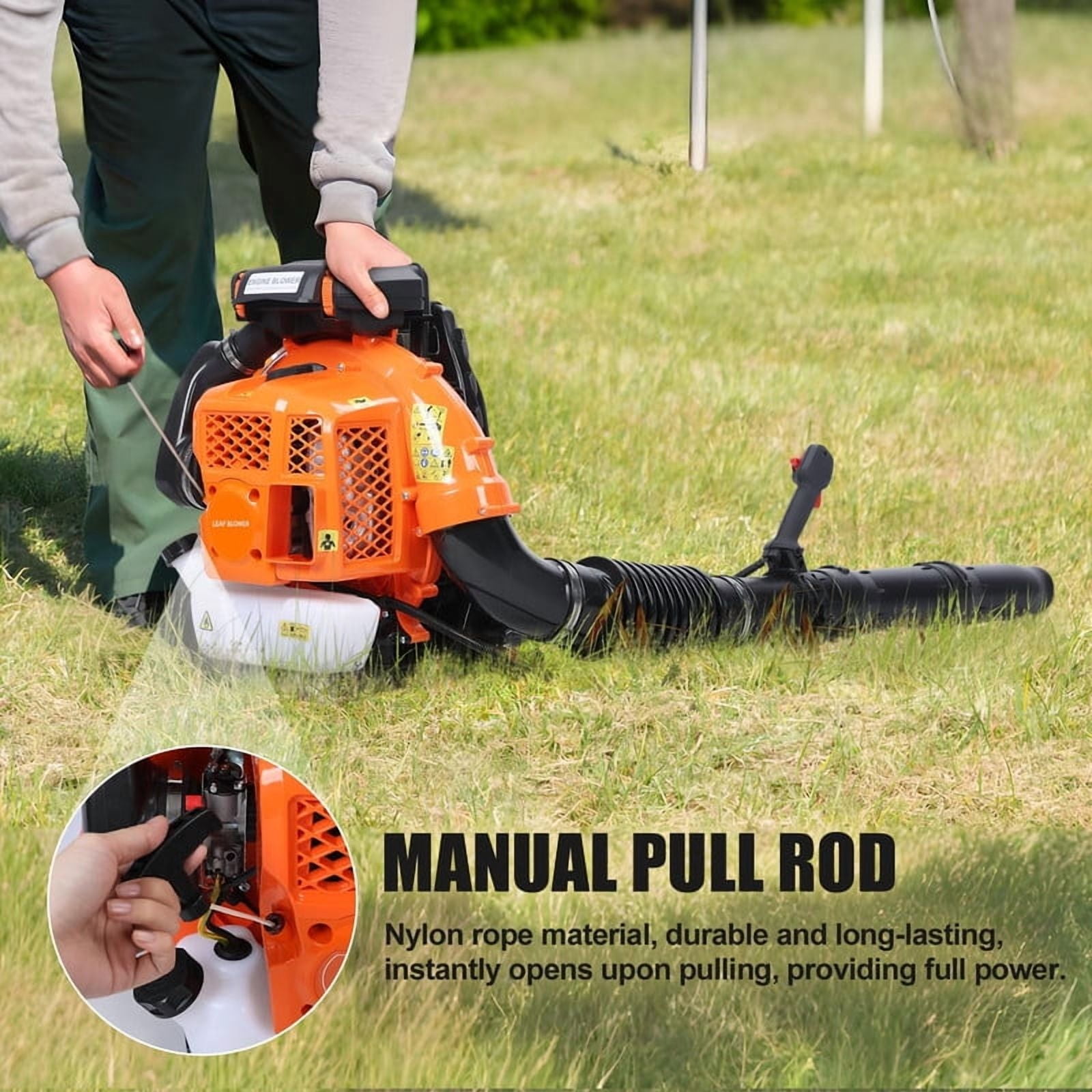 Backpack Leaf Blower, 80CC 4.8HP 2 Stroke Gas Leaf Blower, 900CFM , 206MPH , Powerful Clearing Performance and Ergonomic Design