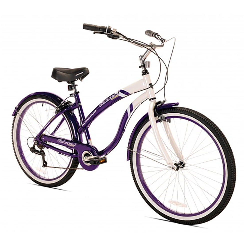 Oakwood Womens 26Inch White Wall Tire Beach Cruiser Bike w/ 7Speed