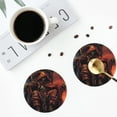 thumbnail image 4 of Fuzoiu Dark Skull King Throne Print Leather Coasters Set,Drink Coasters Set of 4,for Tabletop Protection, Durable PVC Coasters,Home Décor and Housewarming Gift-Round Shape, 4 of 6