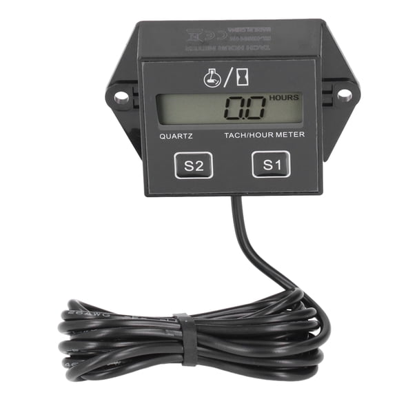 Suodoka Motorcycle Digital Tachometer Timer LCD Display 2/4-Stroke Gas Engine Hour Meter for Pickup Trucks, Black (2.76 inches / 7 cm)