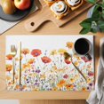 thumbnail image 2 of Flowers Placemats Set of 12 Vintage Orange Yellow Wildflower Garden Floral Place Mats Indoor Wipeable Table Mats Washable Cloth Dining Table Placemats for Kitchen Holiday Party Home Decor 13x19 Inch, 2 of 9