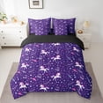 thumbnail image 2 of jejeloiu Kawaii Unicorn 7pcs Bedding Comforter Set,Cute Planet Stars Queen Bedding Sets,Purple Pink White Queen Sheet Sets For Girls,Microfiber Bedroom Decor Reversible, 2 of 8