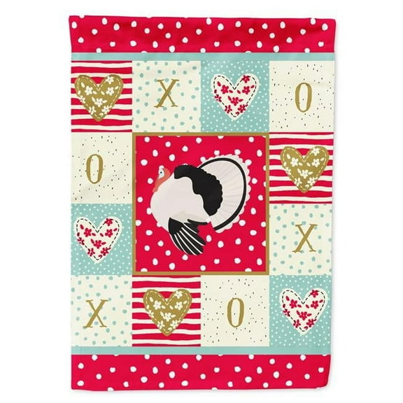 Carolines Treasures CK5415CHF 28 x 0.01 x 40 in. Royal Palm Turkey Love Flag Canvas House Size