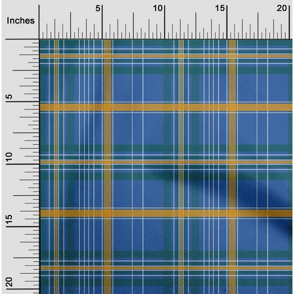 oneOone Cotton Flex Blue Fabric Madras Check Sewing Material Print Fabric By The Yard 40 Inch Wide
