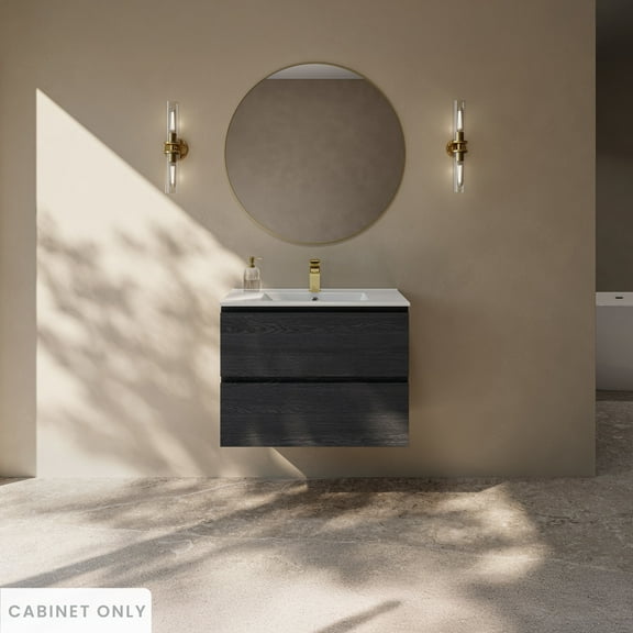 Liberte 30" Wall-Mounted Bathroom Vanity Cabinet without Top in Black Oak