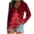 thumbnail image 1 of Timegard Chemises de Noël pour Femmes Grande Taille Imprimé Col en V Manches Longues Pull de Fête de Vacances, 1 of 4