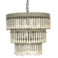 thumbnail image 2 of Creative Co-Op 3-Tier Round Metal Chandelier with 3 Lights & Hanging Wood Beads, 2 of 7