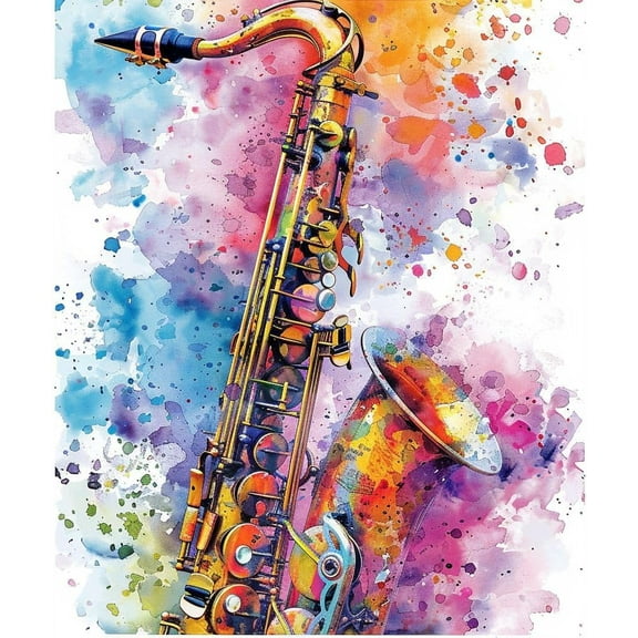 Paint by Numbers Kit for Adults -Saxophone 1 - Beginner DIY Color by Number Set on Canvas Acrylic Oil Paintings Crafts, Gifts, Home Wall Decor (12 X 16 inches)-
