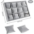 thumbnail image 3 of PH Jewelry Organizer Tray 12 Grid Watch Bracelet Pillows Velvet Bracelet Display Showcase Stackable Bangle Watch Display Holder Adjustable Pillow for Bangle Watch Storage 13.7x9.4x1.9inch Gray, 3 of 6