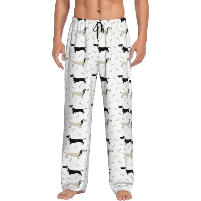 Balery Dachshund Dog Pantalones de pijama para hombre, pijama ultraligero, pantalón de descanso-X-Large