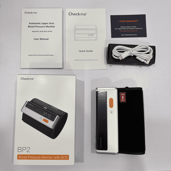Open Box Checkme Never Used BP2 Blood Pressure Monitor with EKG/ECG, 2-in-1 Bluetooth Upper Arm BP Machine with Wireless Blood Pressure Cuff, 30s Quick Measurement, Free App, FDA-Approved, Stores Readings