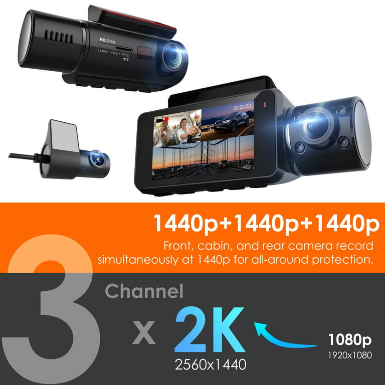 Rexing V3C Dual Channel Front and Cabin 1080p Dash Cam with App Control
