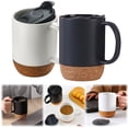 thumbnail image 3 of Eguiwyn Large Ceramic Coffee Mug with Cork Bottom and Spill Proof Lid, 15oz Matte Coffee Cup for Tea and Latte, Comfortable Handle Design, Ideal Gift for Men and Women, White 11*8.8cm, 3 of 10