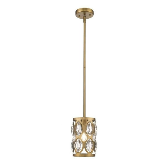 1 Light Mini Pendant in Sleek Style 6.5 inches Wide By 9 inches High-Heirloom Brass Finish Bailey Street Home 372-Bel-3173376