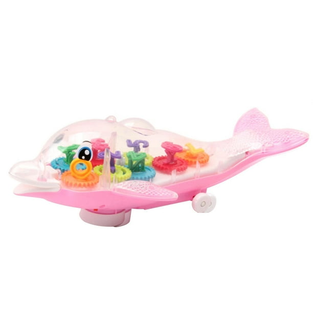 Transparent Gear ToyElectric Bump And Go Dolphins With Colorful Gears