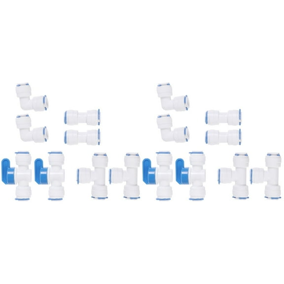 WORGEOUS 16 Pcs 3/8 Inch Professional Quick Connect Push In to Connect Water Tube Fitting Set