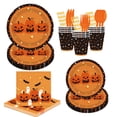 thumbnail image 2 of Halloween Party Supplies Set Disposable Pumpkin and Ghost Tableware for Spooky Haunted House Celebrations Includes Plates Cups Napkins and Cutlery, 2 of 5