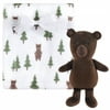 Hudson Baby Infant Boy Plush Blanket with Toy, Forest Bear, One Size