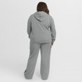 thumbnail image 2 of Women's WEAR by Erin Andrews Gray Detroit Lions Plus Size Waffle-Knit Long Sleeve Hooded Shirt & Pants Lounge Set, 2 of 7