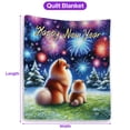thumbnail image 5 of Happy New Year Pomeranian Family Cheer Winter Midnight Firework Quilt Blanket Pom Dog Lover Gifts Cozy Comforter Throw Blanket - 02025, 5 of 5