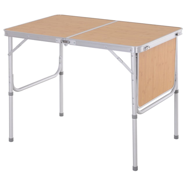 3ft Picnic Table with Slide Shelf Outdoor Portable Aluminum Folding Table 2 Adjustable Height