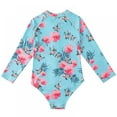 thumbnail image 2 of GYRATEDREAM Girls One Piece Swimsuits Long Sleeve Swimsuit Rash Guard Sunsuit Swimswear Zipper Front Bathing Suit, Size 3-4 Years, 2 of 8